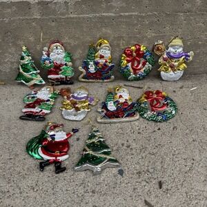 11 Vintage Style Plastic Metallic Ornaments Shiny Classic Christmas Nostalgia